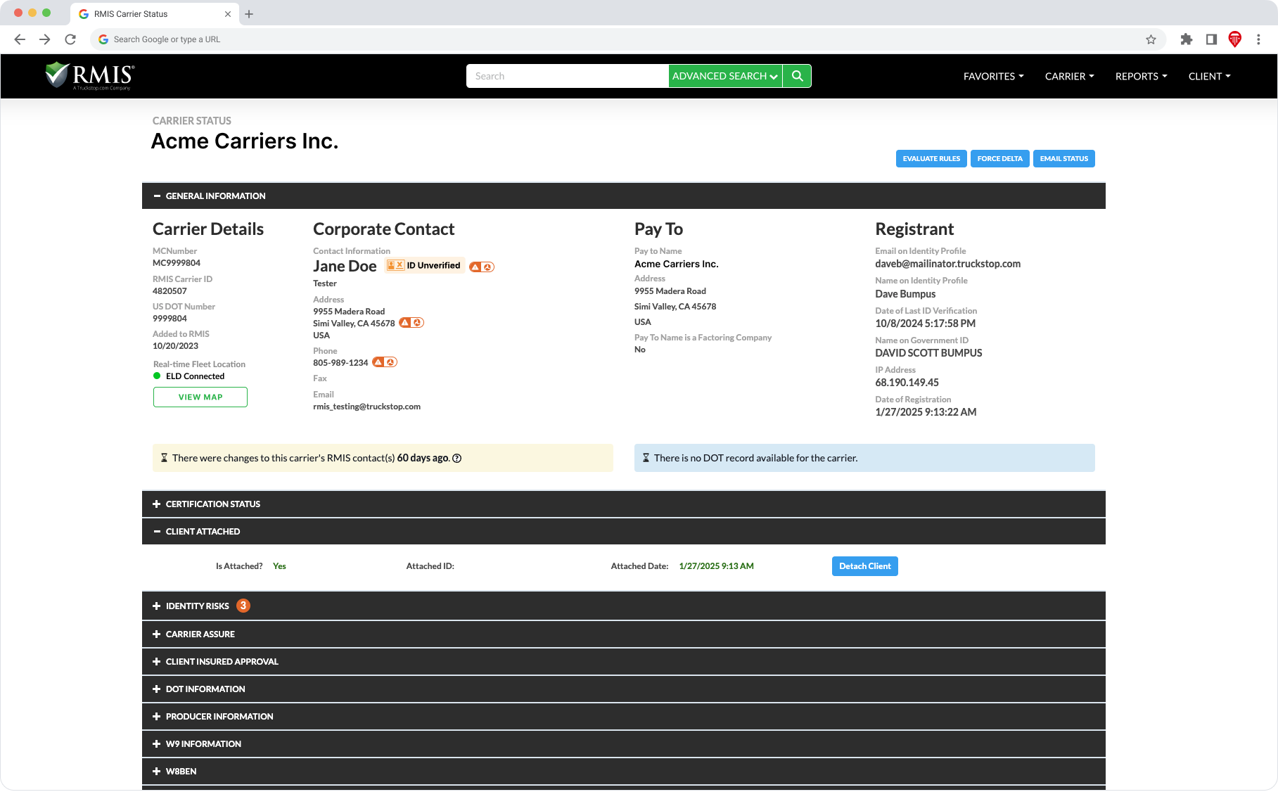 RMIS Carrier Status (after)