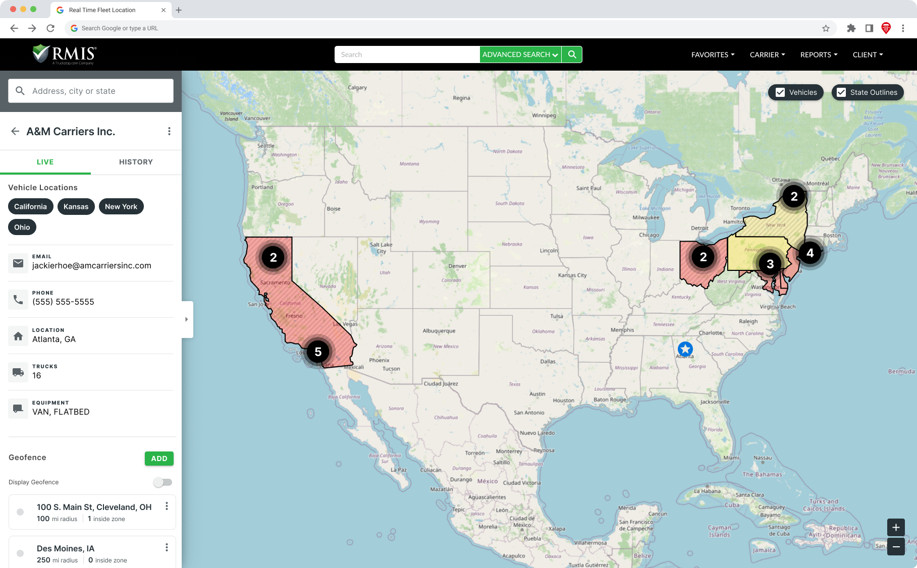 Real-time location – Colored map 2